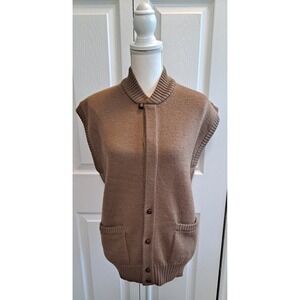 L Mens Vintage 100% Wool Gianfranco Ruffini Tan Button Up Vest W/ Pockets  NWT‎
